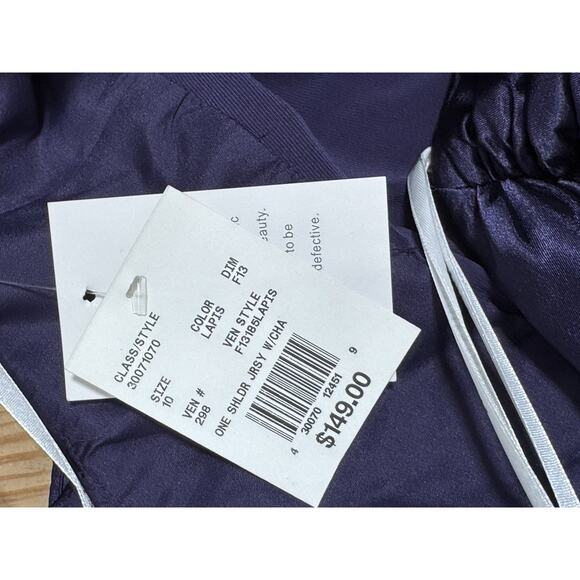 David's Bridal One Shoulder Dress with Cascade Back Lapis Purple Size 10 NWT - Picture 7 of 10